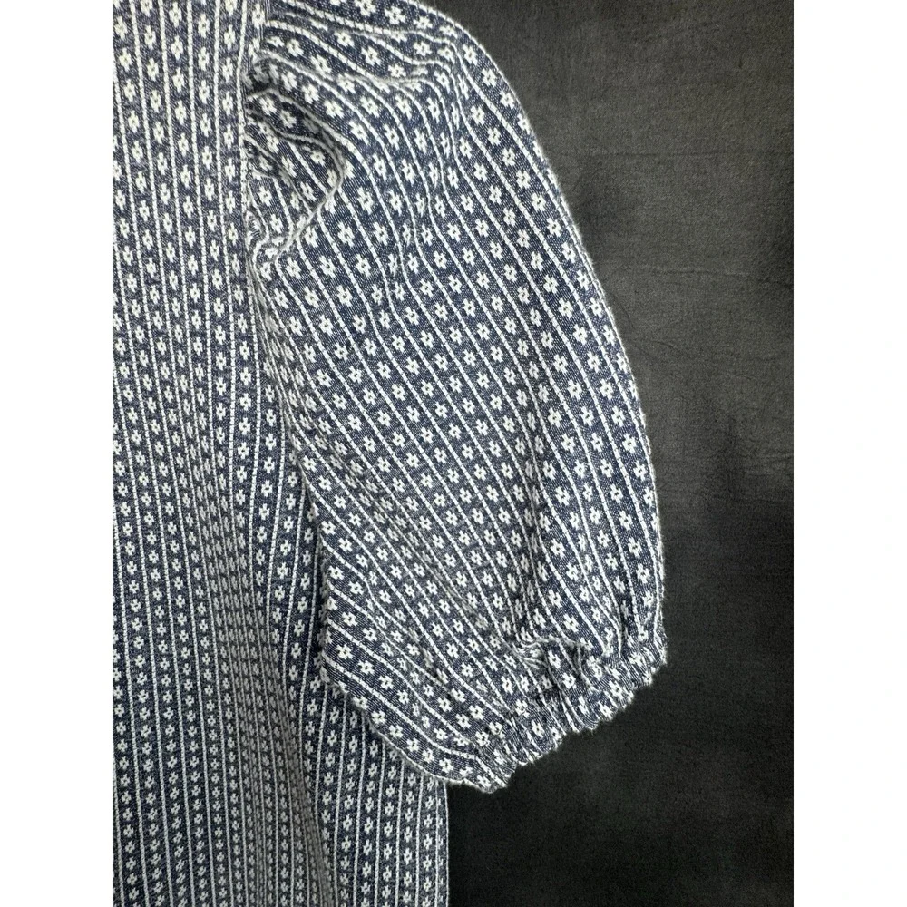 Madewell Floral Jacquard Puff Sleeve Blouse Blue Women's Size XS Textured Boho - Picture 3 of 6